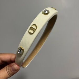 Elegant Cream Headband with Gold Accents